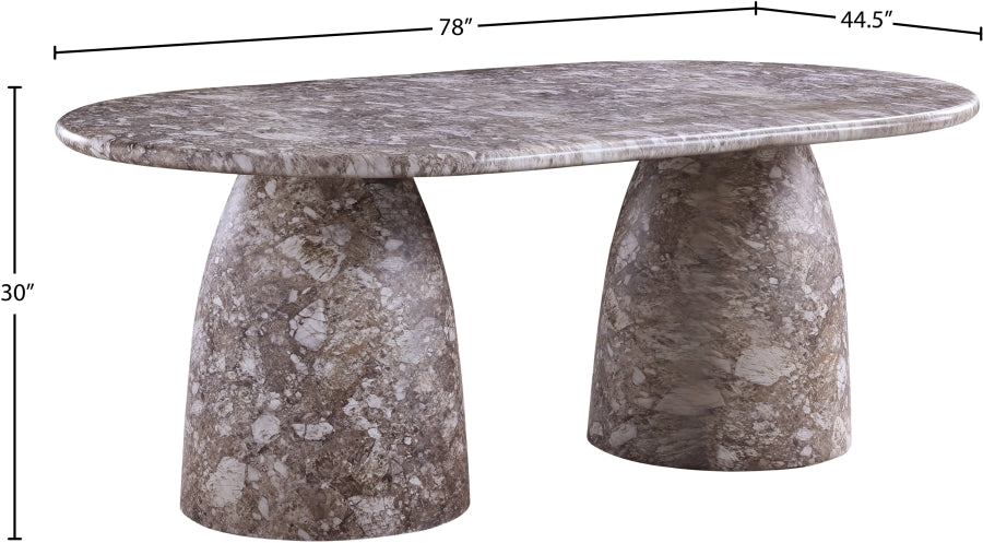 Meridian Furniture - Cosenza 78" Marble Finish Indoor/Outdoor Concrete Dining Table - 702Brown-T - GreatFurnitureDeal