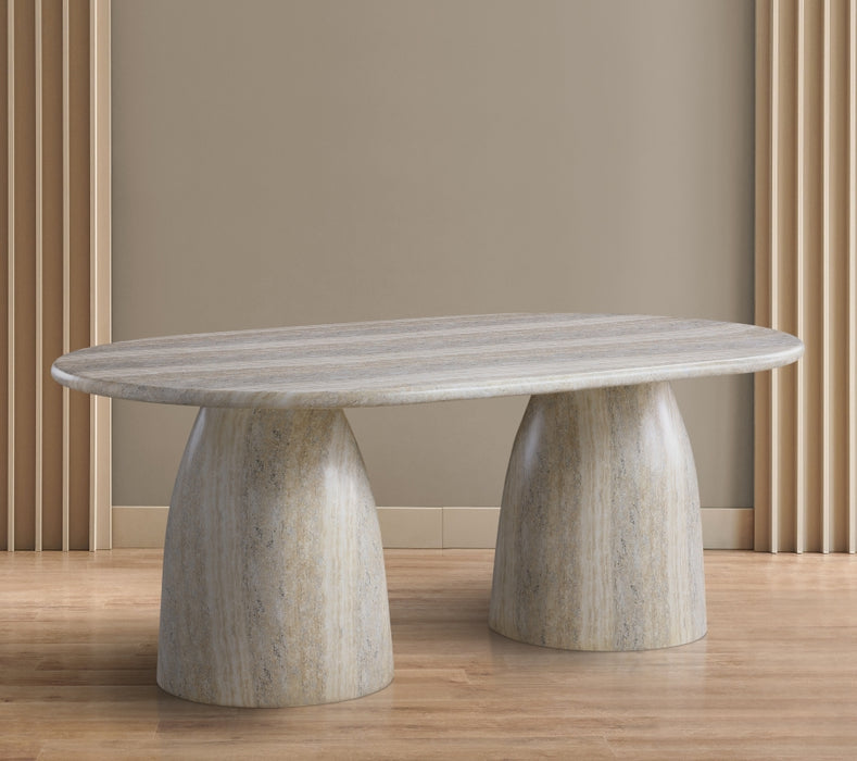 Meridian Furniture - Cosenza 78" Marble Finish Indoor/Outdoor Concrete Dining Table - 702Travertine-T - GreatFurnitureDeal