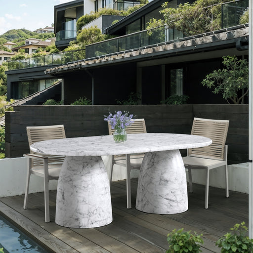 Meridian Furniture - Cosenza 78" Marble Finish Indoor/Outdoor Concrete Dining Table - 702White-T - GreatFurnitureDeal