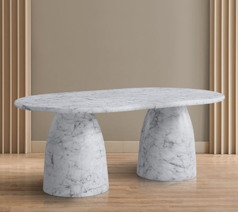 Meridian Furniture - Cosenza 78" Marble Finish Indoor/Outdoor Concrete Dining Table - 702White-T - GreatFurnitureDeal