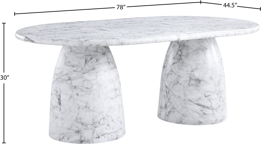 Meridian Furniture - Cosenza 78" Marble Finish Indoor/Outdoor Concrete Dining Table - 702White-T - GreatFurnitureDeal