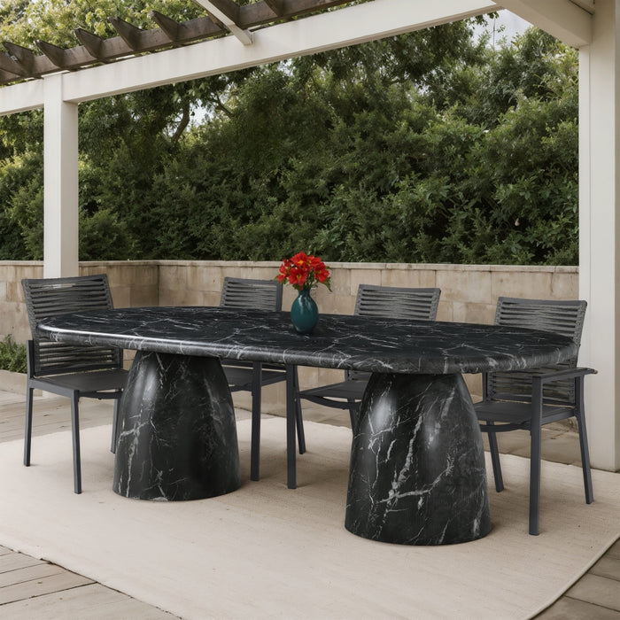 Meridian Furniture - Cosenza 96" Marble Finish Indoor/Outdoor Concrete Dining Table - 708Black-T - GreatFurnitureDeal