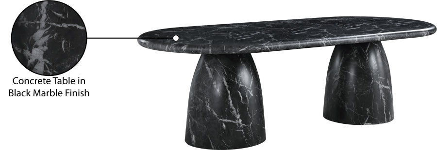 Meridian Furniture - Cosenza 96" Marble Finish Indoor/Outdoor Concrete Dining Table - 708Black-T - GreatFurnitureDeal