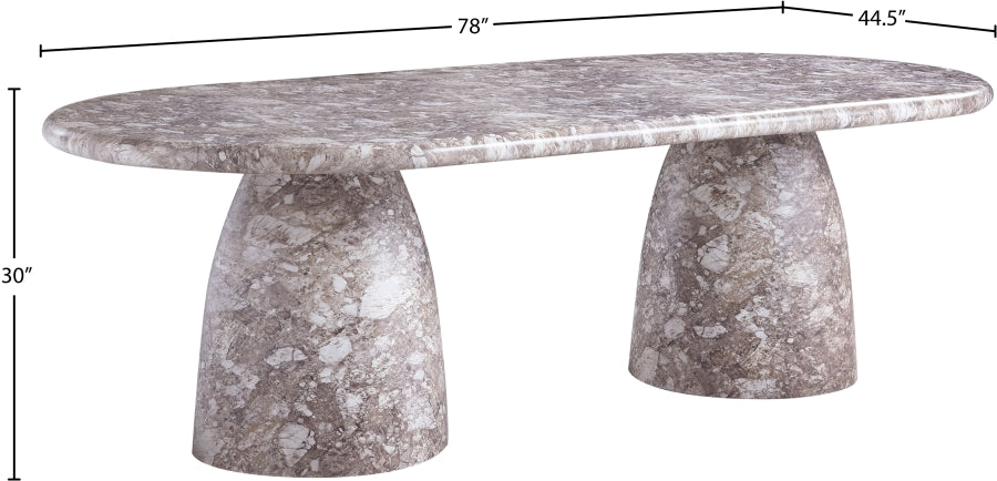 Meridian Furniture - Cosenza 96" Marble Finish Indoor/Outdoor Concrete Dining Table - 708Brown-T - GreatFurnitureDeal