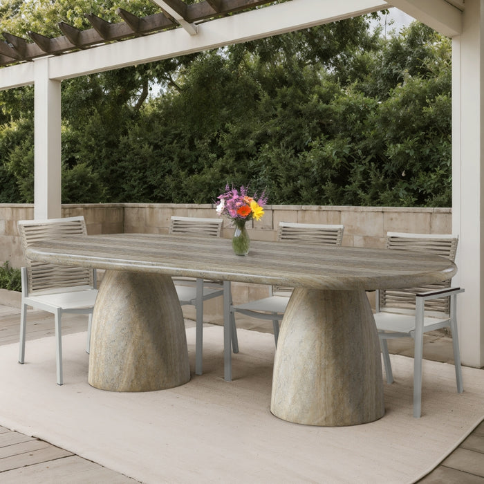 Meridian Furniture - Cosenza 78" Marble Finish Indoor/Outdoor Concrete Dining Table - 708Travertine-T - GreatFurnitureDeal