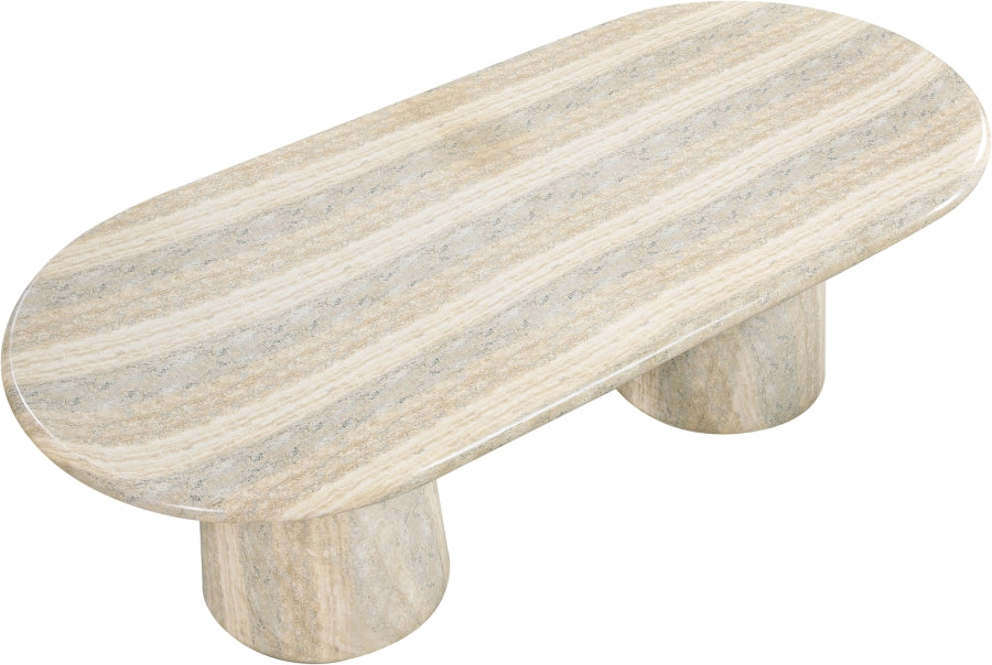 Meridian Furniture - Cosenza 78" Marble Finish Indoor/Outdoor Concrete Dining Table - 708Travertine-T - GreatFurnitureDeal