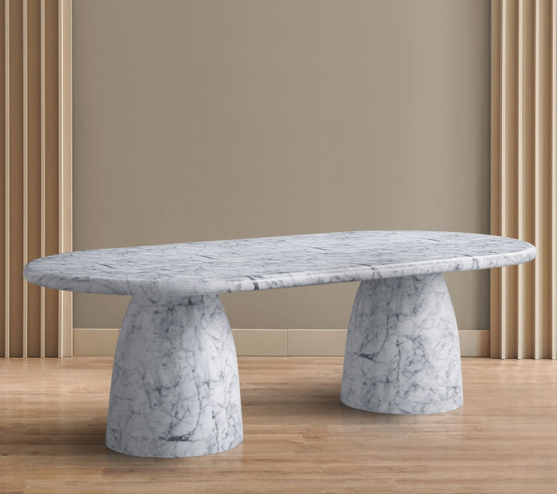 Meridian Furniture - Cosenza 96" Marble Finish Indoor/Outdoor Concrete Dining Table - 708White-T - GreatFurnitureDeal