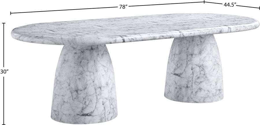 Meridian Furniture - Cosenza 96" Marble Finish Indoor/Outdoor Concrete Dining Table - 708White-T - GreatFurnitureDeal