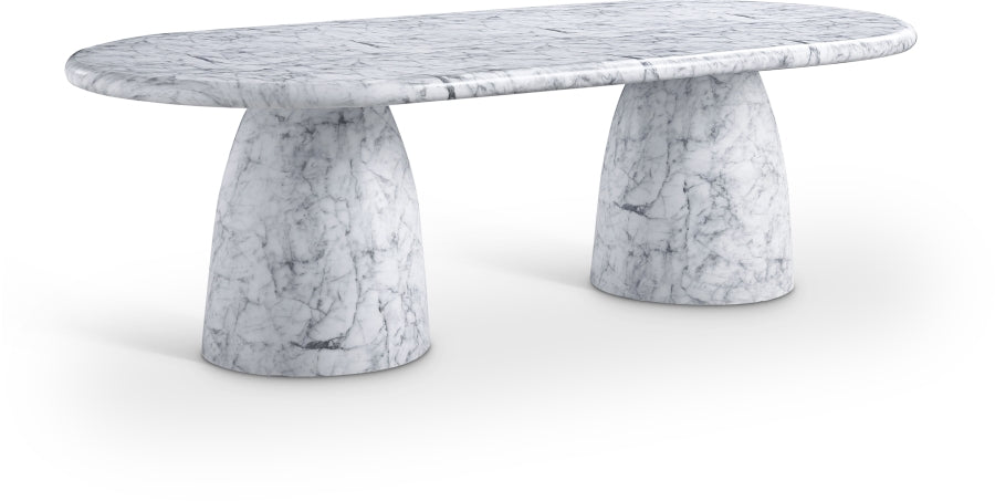 Meridian Furniture - Cosenza 96" Marble Finish Indoor/Outdoor Concrete Dining Table - 708White-T - GreatFurnitureDeal