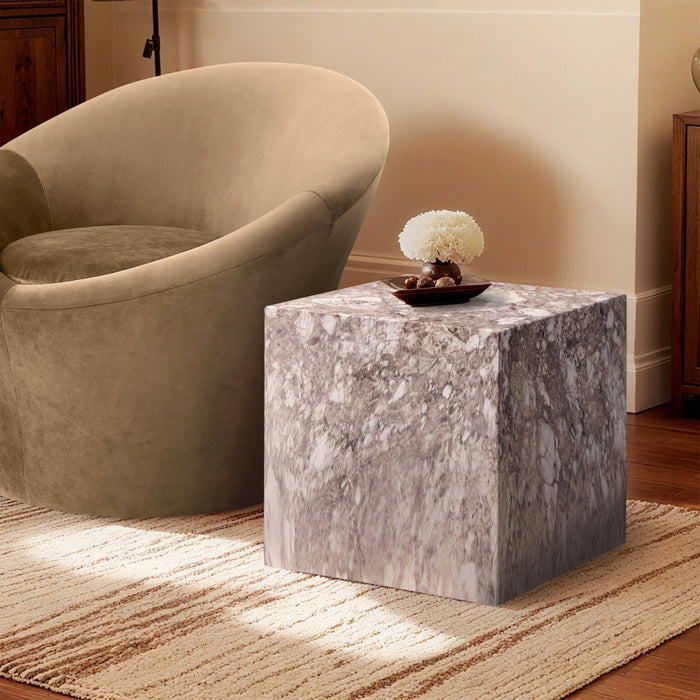 Meridian Furniture - Piazza Travertine Finish Indoor/Outdoor Concrete End Table - 99029Brown-ET - GreatFurnitureDeal