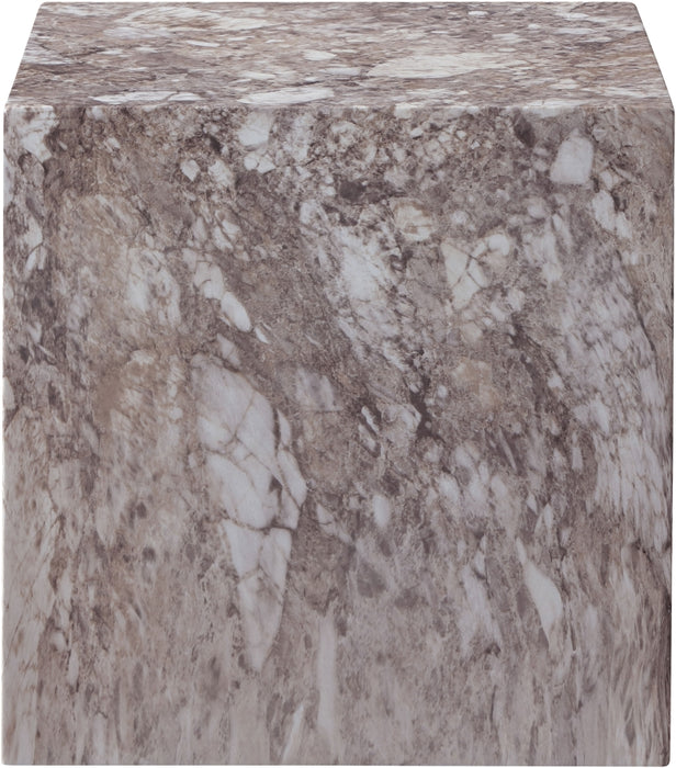 Meridian Furniture - Piazza Travertine Finish Indoor/Outdoor Concrete End Table - 99029Brown-ET - GreatFurnitureDeal