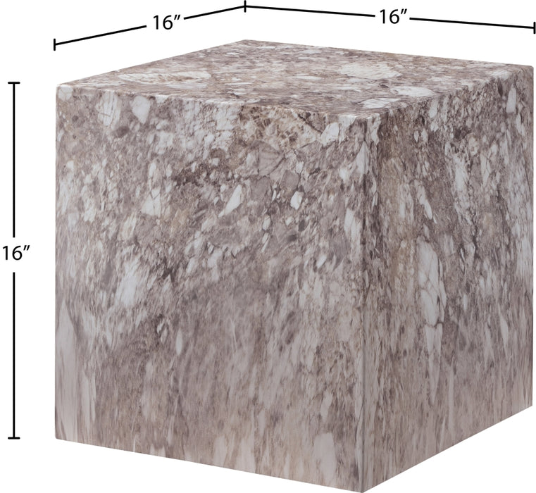 Meridian Furniture - Piazza Travertine Finish Indoor/Outdoor Concrete End Table - 99029Brown-ET - GreatFurnitureDeal