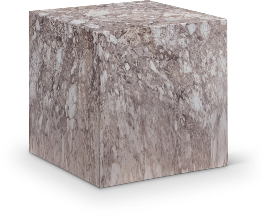 Meridian Furniture - Piazza Travertine Finish Indoor/Outdoor Concrete End Table - 99029Brown-ET - GreatFurnitureDeal