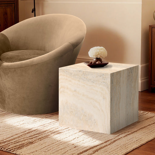 Meridian Furniture - Piazza Travertine Finish Indoor/Outdoor Concrete End Table - 99029Travertine-ET - GreatFurnitureDeal