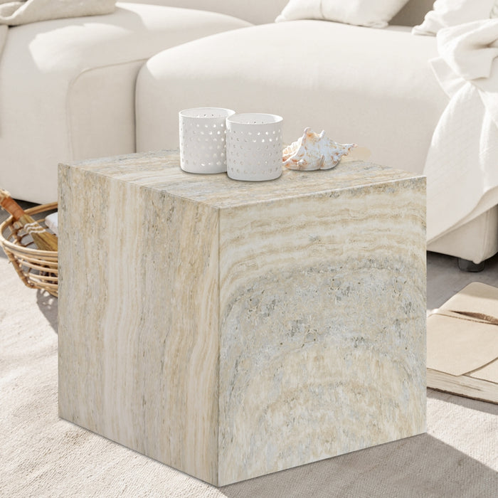 Meridian Furniture - Piazza Travertine Finish Indoor/Outdoor Concrete End Table - 99029Travertine-ET - GreatFurnitureDeal