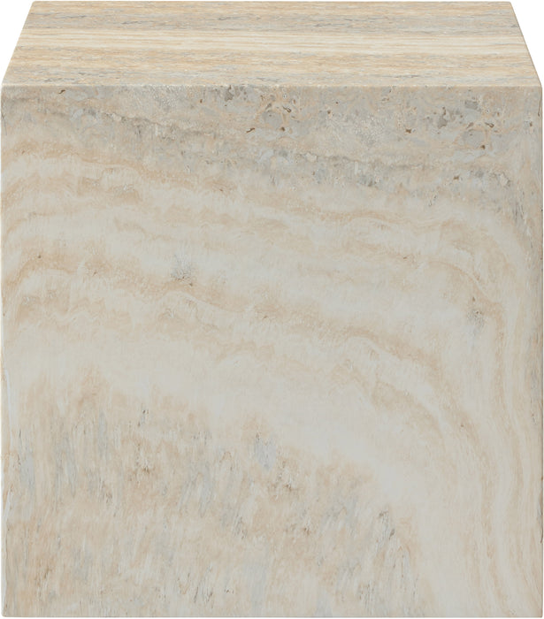 Meridian Furniture - Piazza Travertine Finish Indoor/Outdoor Concrete End Table - 99029Travertine-ET - GreatFurnitureDeal