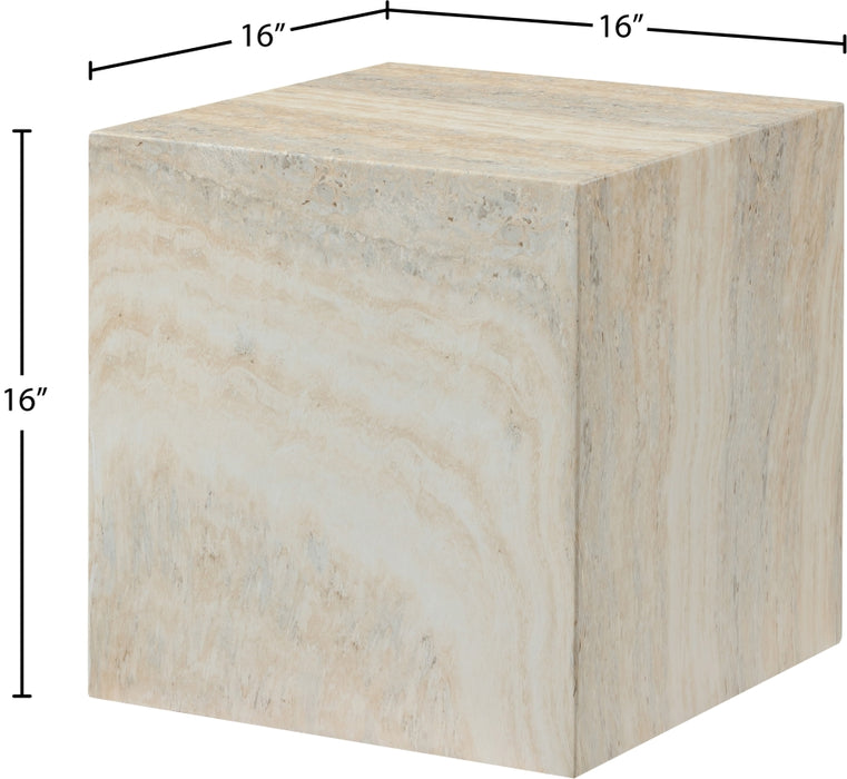 Meridian Furniture - Piazza Travertine Finish Indoor/Outdoor Concrete End Table - 99029Travertine-ET - GreatFurnitureDeal