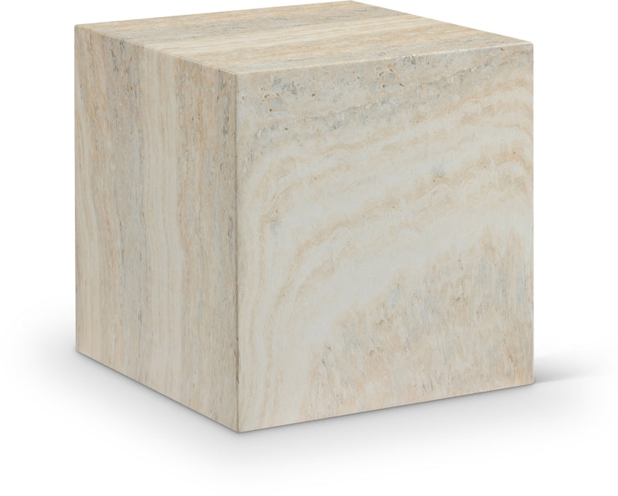 Meridian Furniture - Piazza Travertine Finish Indoor/Outdoor Concrete End Table - 99029Travertine-ET - GreatFurnitureDeal