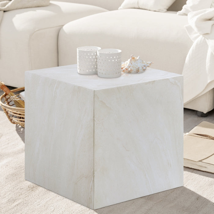 Meridian Furniture - Piazza Travertine Finish Indoor/Outdoor Concrete End Table - 99029White-ET - GreatFurnitureDeal