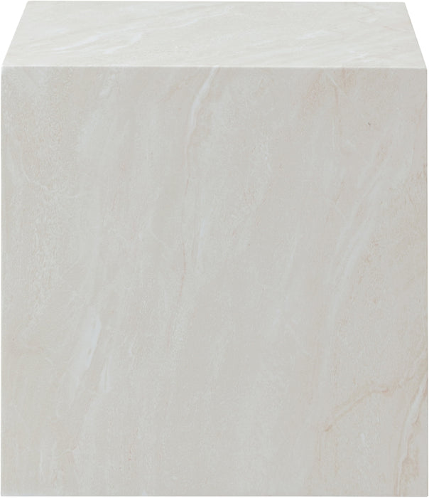 Meridian Furniture - Piazza Travertine Finish Indoor/Outdoor Concrete End Table - 99029White-ET - GreatFurnitureDeal