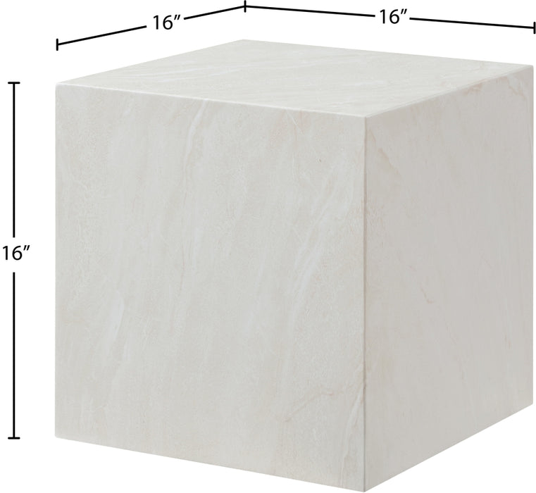 Meridian Furniture - Piazza Travertine Finish Indoor/Outdoor Concrete End Table - 99029White-ET - GreatFurnitureDeal