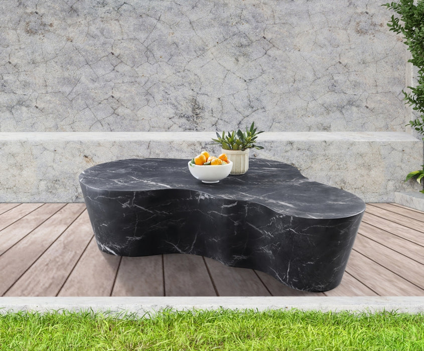 Meridian Furniture - Monza Marble Finish Indoor/Outdoor Concrete Coffee Table - 99033Black-CT - GreatFurnitureDeal