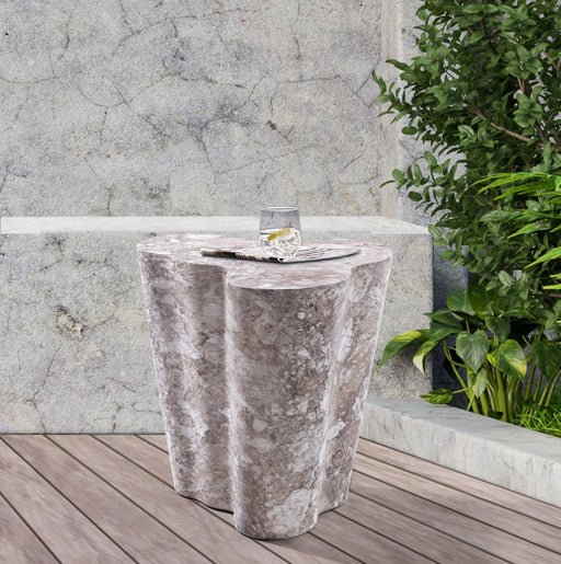 Meridian Furniture - Monza Marble Finish Indoor/Outdoor Concrete End Table - 99033Brown-ET - GreatFurnitureDeal