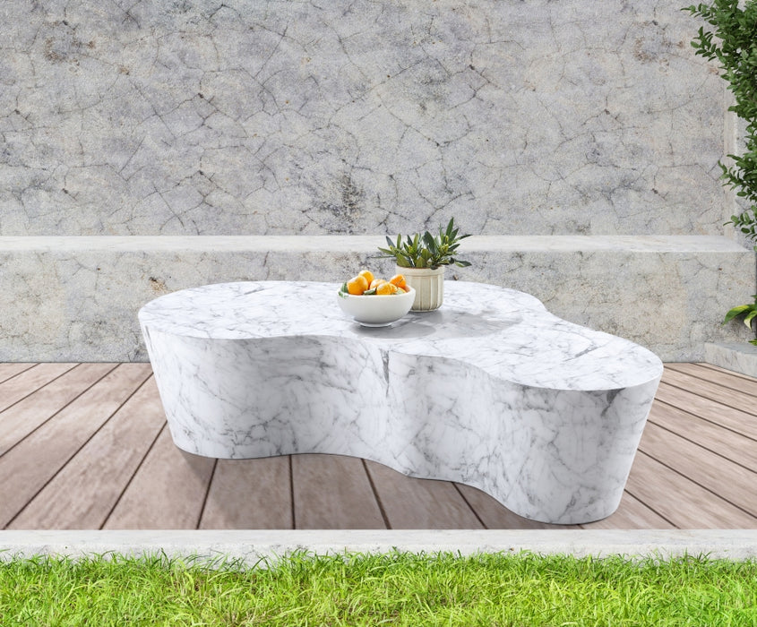 Meridian Furniture - Monza Marble Finish Indoor/Outdoor Concrete Coffee Table - 99033White-CT - GreatFurnitureDeal