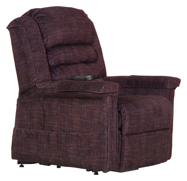 Catnapper - Soother Power Lift Full Lay-Out Chaise Recliner w-Heat & Massage in Wine - 4825-WINE