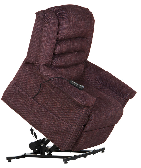 Catnapper - Soother Power Lift Full Lay-Out Chaise Recliner w-Heat & Massage in Wine - 4825-WINE