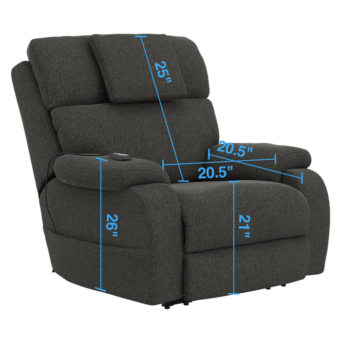 Catnapper - Snoozer Dual Power Lift Power Headrest Lay Flat Recliner w/CR3 Heat/Massage/Zero Gravity in Dolphin - 4833208328