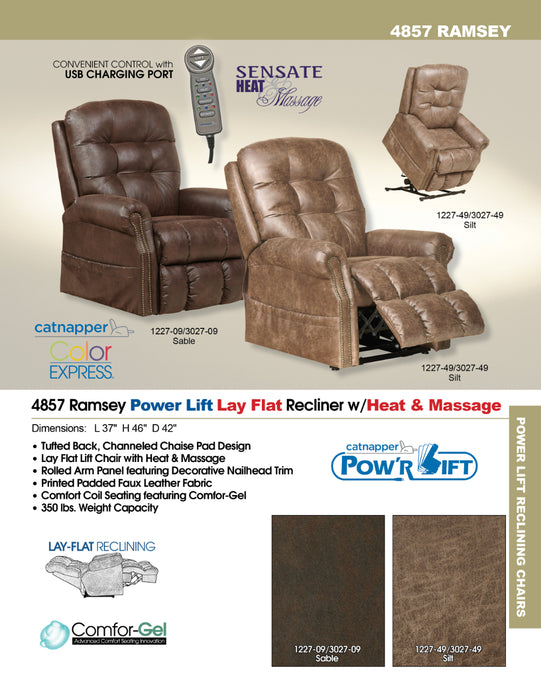 Catnapper - Ramsey Power Lift Recliner in Sable - 4857-SABLE - GreatFurnitureDeal