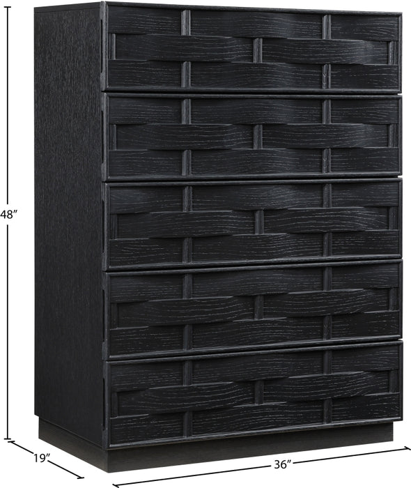 Meridian Furniture - Weave Oak Veneer Chest - 317Black-CH - GreatFurnitureDeal