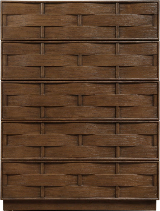 Meridian Furniture - Weave Oak Veneer Chest - 317Brown-CH - GreatFurnitureDeal