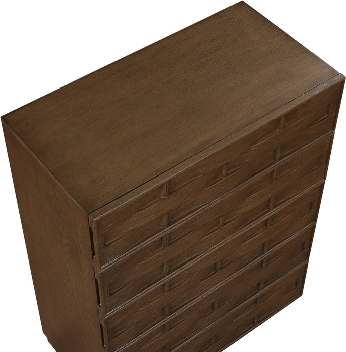 Meridian Furniture - Weave Oak Veneer Chest - 317Brown-CH - GreatFurnitureDeal