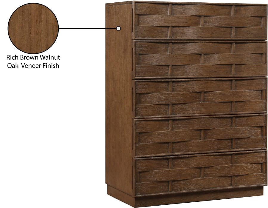 Meridian Furniture - Weave Oak Veneer Chest - 317Brown-CH - GreatFurnitureDeal