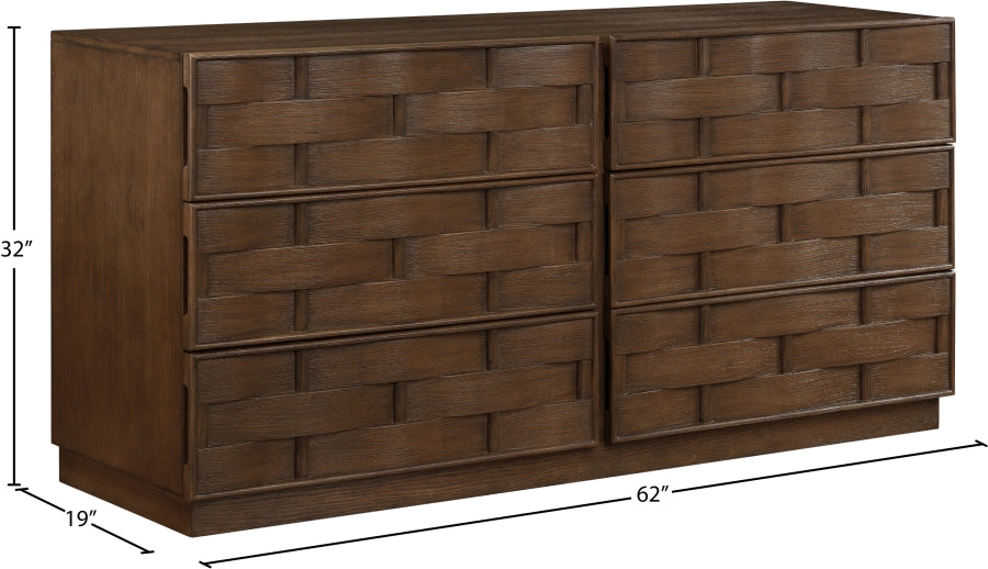 Meridian Furniture - Weave Oak Veneer Dresser - 317Brown-D - GreatFurnitureDeal