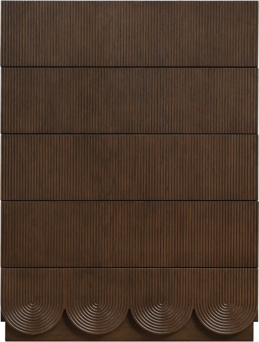 Meridian Furniture - Scallop Oak Veneer Chest - 334Brown-CH - GreatFurnitureDeal