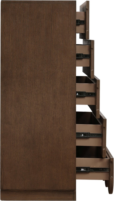 Meridian Furniture - Scallop Oak Veneer Chest - 334Brown-CH - GreatFurnitureDeal