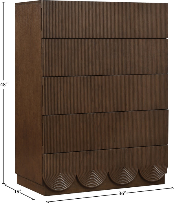 Meridian Furniture - Scallop Oak Veneer Chest - 334Brown-CH - GreatFurnitureDeal