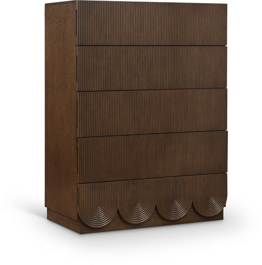 Meridian Furniture - Scallop Oak Veneer Chest - 334Brown-CH - GreatFurnitureDeal