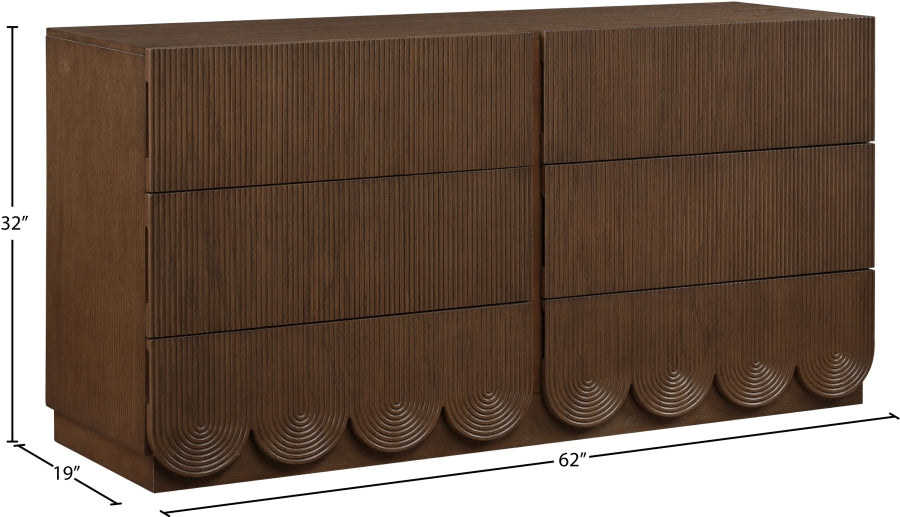 Meridian Furniture - Scallop Oak Veneer Dresser - 334Brown-D - GreatFurnitureDeal