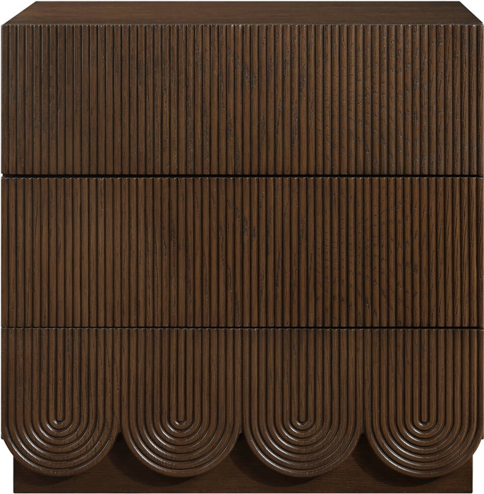 Meridian Furniture - Scallop Oak Veneer Nightstand - 334Brown-NS - GreatFurnitureDeal