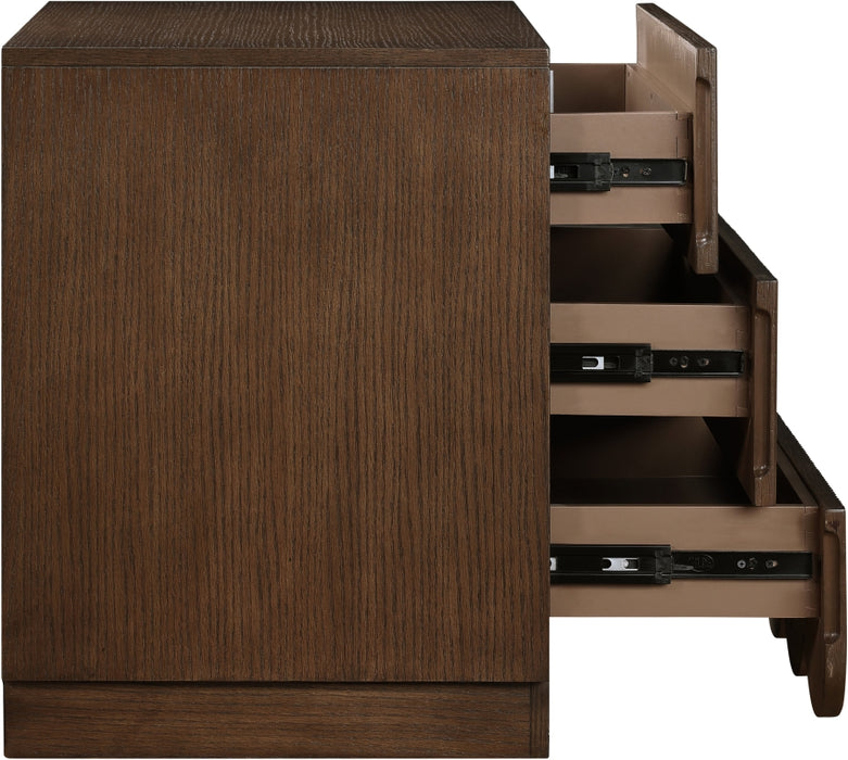 Meridian Furniture - Scallop Oak Veneer Nightstand - 334Brown-NS - GreatFurnitureDeal