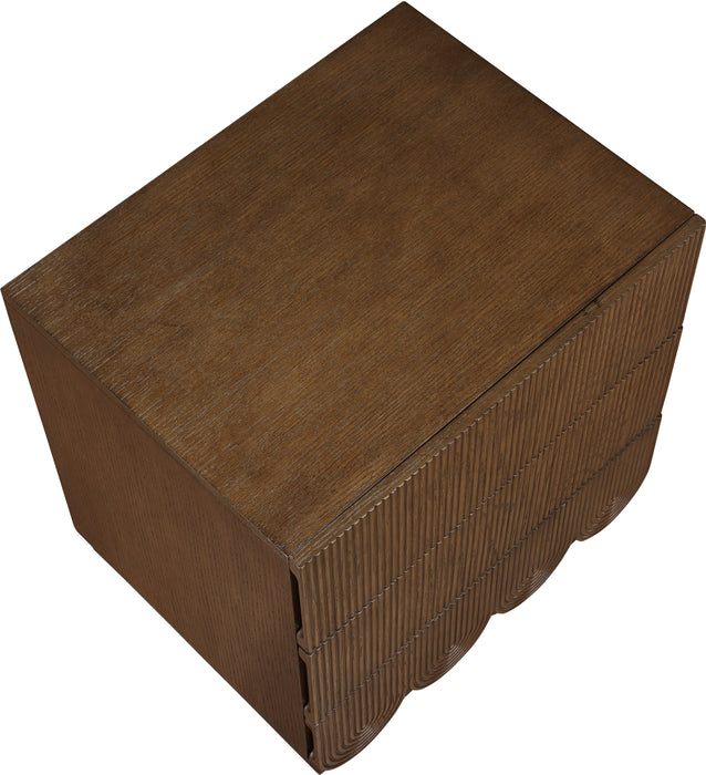 Meridian Furniture - Scallop Oak Veneer Nightstand - 334Brown-NS - GreatFurnitureDeal