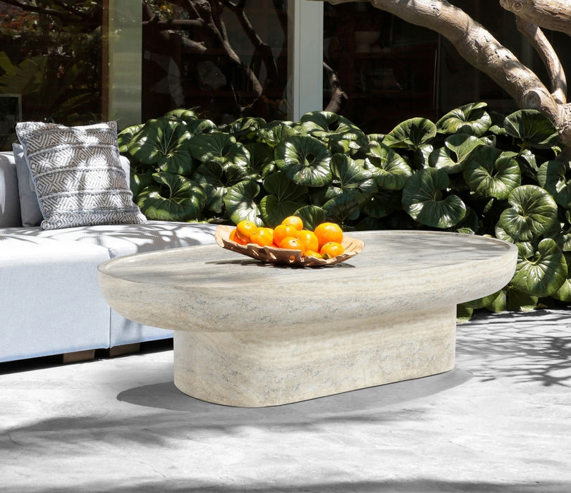 Meridian Furniture - Tivoli Travertine Finish Indoor/Outdoor Concrete Coffee Table - 99049Travertine-CT - GreatFurnitureDeal