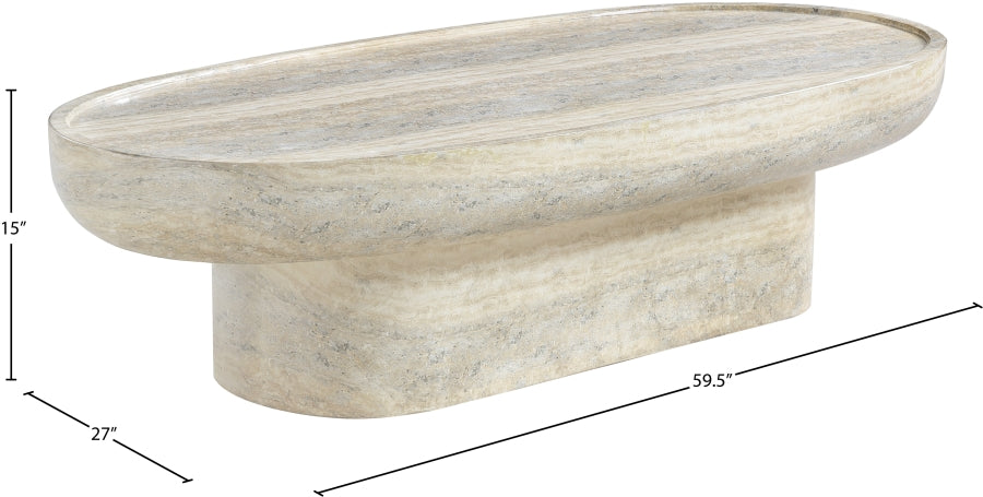 Meridian Furniture - Tivoli Travertine Finish Indoor/Outdoor Concrete Coffee Table - 99049Travertine-CT - GreatFurnitureDeal