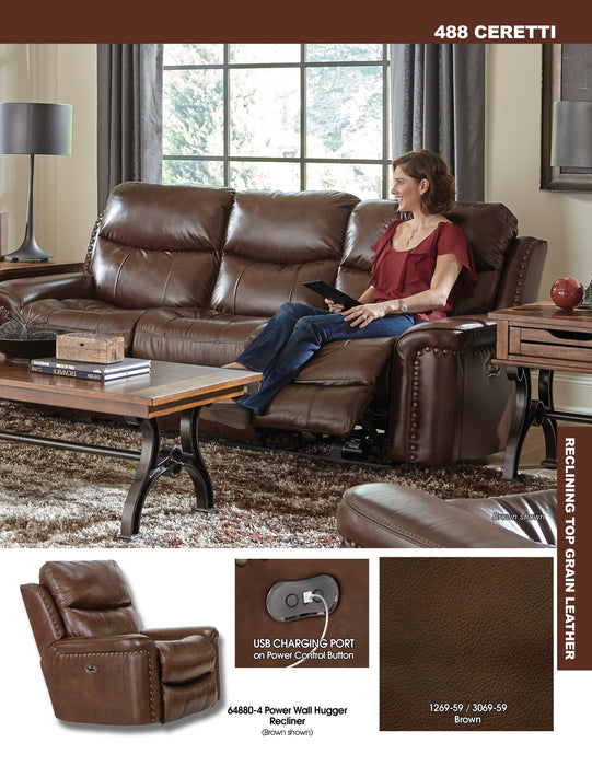 Catnapper - Ceretti Power Wall Hugger Recliner in Brown - 64880-4-BROWN