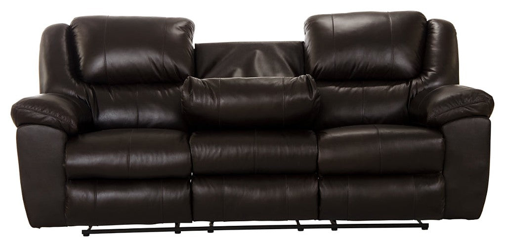 Catnapper - Transformer II Leather Ultimate Sofa w-3 Recliners & Drop Down Table in Chocolate - 49145-128429-Chocolate - GreatFurnitureDeal
