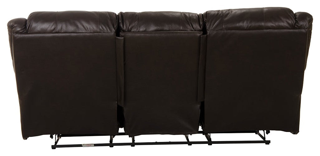 Catnapper - Transformer II Leather Ultimate Sofa w-3 Recliners & Drop Down Table in Chocolate - 49145-128429-Chocolate - GreatFurnitureDeal